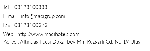 Madi Hotel Ankara telefon numaralar, faks, e-mail, posta adresi ve iletiim bilgileri